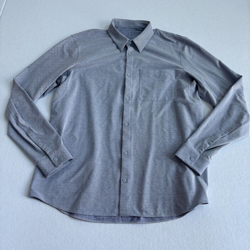 Lululemon Commission Long Sleeve Shirt Mens XL Blue Pocket Performance Stretch - Picture 1 of 8